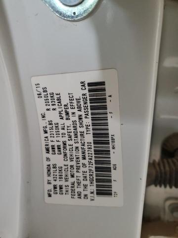 1HGCR2F72FA227830 - 2015 HONDA ACCORD EX WHITE photo 12