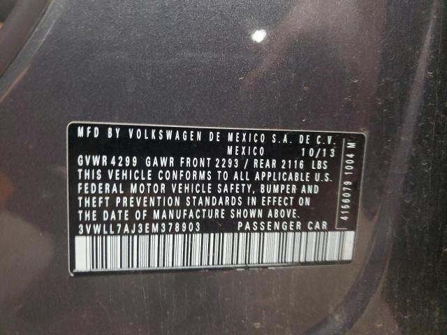 3VWLL7AJ3EM378903 - 2014 VOLKSWAGEN JETTA TDI GRAY photo 12