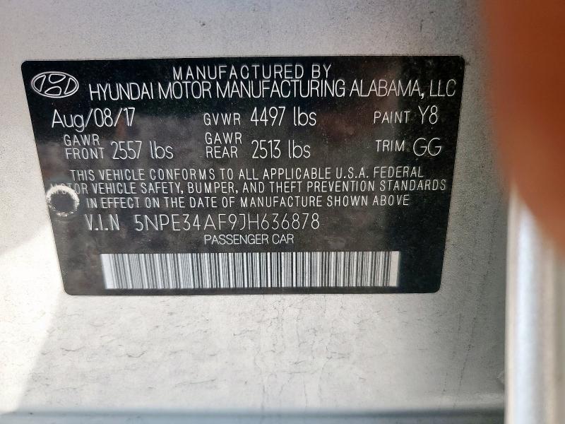 5NPE34AF9JH636878 - 2018 HYUNDAI SONATA SPORT Boz foto 12