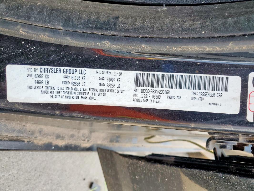 1B3CC4FB3AN233168 - 2010 DODGE AVENGER SXT BLACK photo 12