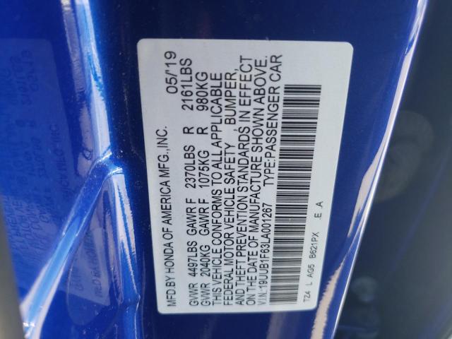 19UUB1F63LA001267 - 2020 ACUR TLX TECHNOLOGY BLUE photo 12