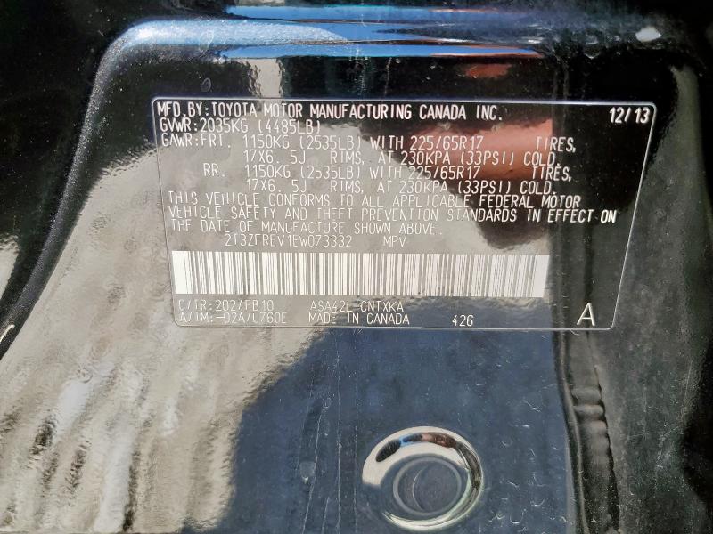 2T3ZFREV1EW073332 - 2014 TOYOTA RAV4 LE BLACK photo 13