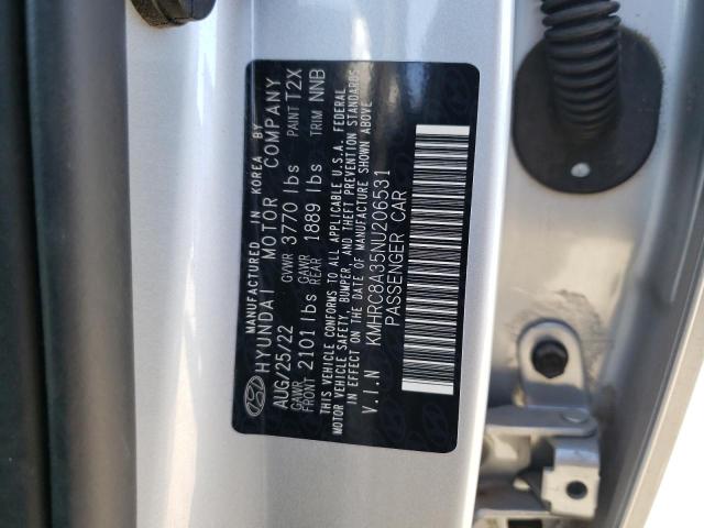 KMHRC8A35NU206531 - 2022 HYUNDAI VENUE SEL SILVER photo 13