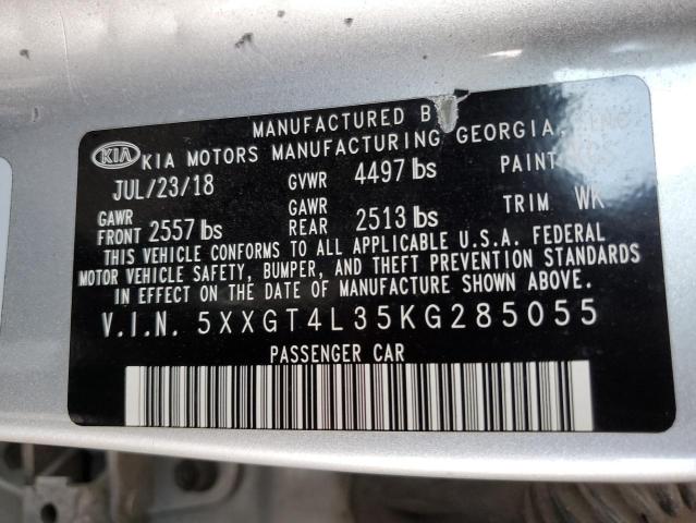 5XXGT4L35KG285055 - 2019 KIA OPTIMA LX 银色 照片 12