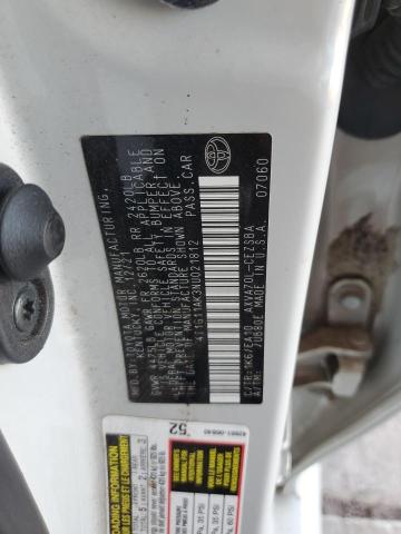 4T1G11AK3NU021812 - 2022 TOYOTA CAMRY SE WHITE photo 12