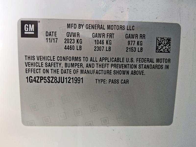 1G4ZP5SZ8JU121991 - 2018 BUICK LACROSSE ESSENCE WHITE photo 12