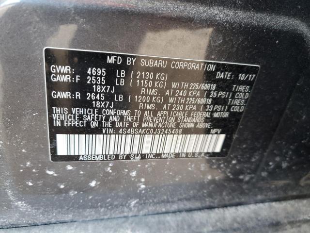 4S4BSAKC0J3245408 - 2018 SUBARU OUTBACK 2.5I LIMITED GRAY photo 13