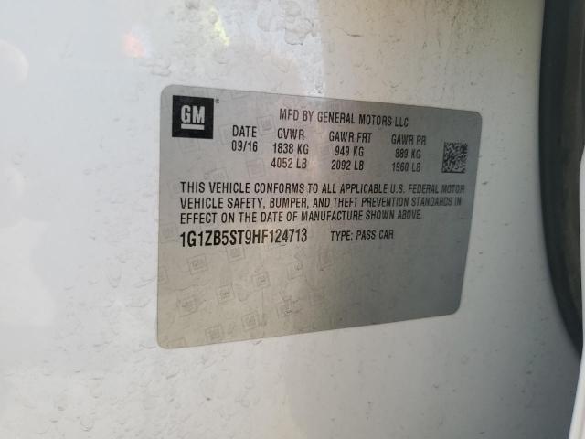 1G1ZB5ST9HF124713 - 2017 CHEVROLET MALIBU LS أبيض صورة 12