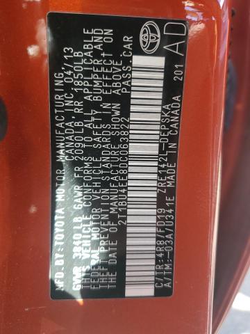 2T1BU4EE8DC063822 - 2013 TOYOTA COROLLA BASE Narıncı foto 12