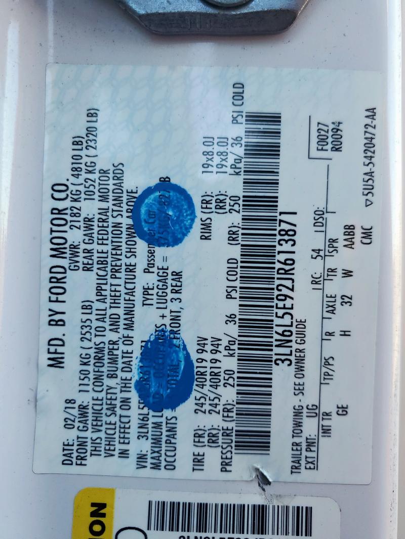 3LN6L5E92JR613871 - 2018 LINCOLN MKZ RESERVE Ağ foto 13