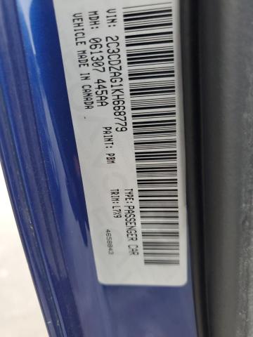 2C3CDZAG1KH668779 - 2019 DODGE CHALLENGER SXT BLUE photo 12