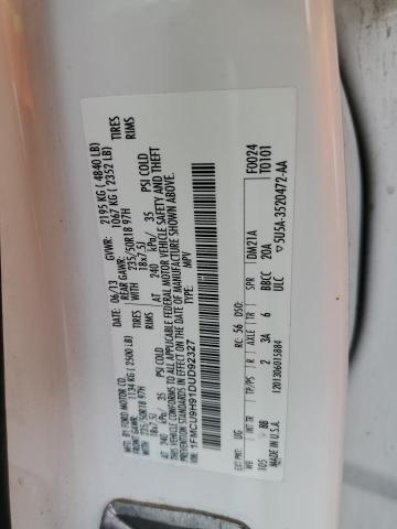 1FMCU9H91DUD92327 - 2013 FORD ESCAPE SEL WHITE photo 13