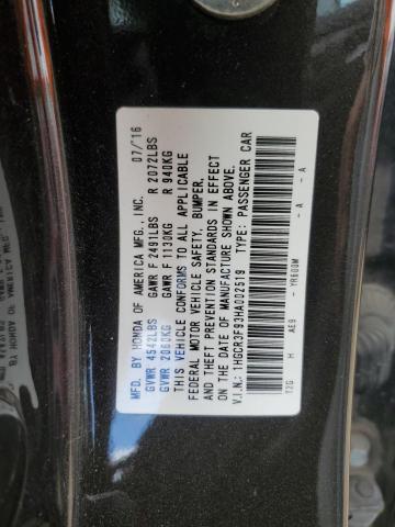1HGCR3F93HA002519 - 2017 HONDA ACCORD TOURING BLACK photo 12