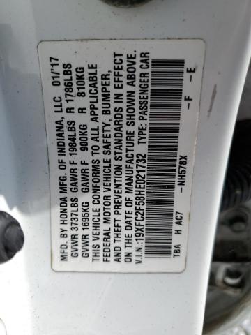 19XFC2F58HE021732 - 2017 HONDA CIVIC LX 白色 照片 12