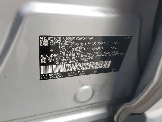 JTMBFREV6JJ193623 - 2018 TOYOTA RAV4 LE Srebrny zdjęcie 13