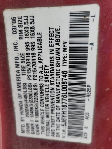 5J6YH18776L008746 - 2006 HONDA ELEMENT EX BURGUNDY photo 14