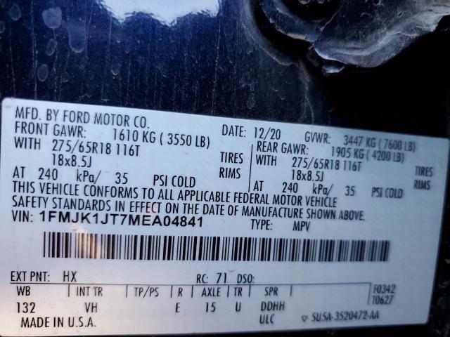 1FMJK1JT7MEA04841 - 2021 FORD EXPEDITION MAX XLT BLACK photo 13