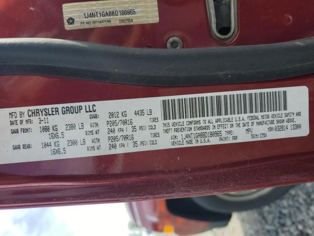 1J4NT1GA8BD180965 - 2011 JEEP PATRIOT SPORT RED photo 12