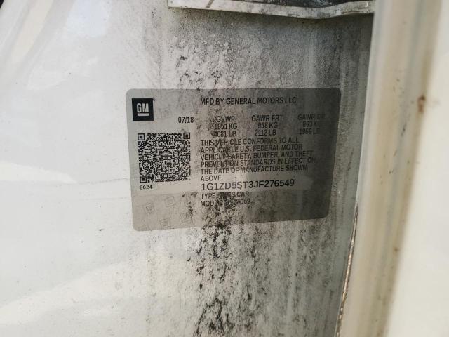 1G1ZD5ST3JF276549 - 2018 CHEVROLET MALIBU LT Ақ фото 12