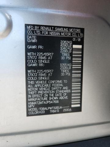 KNMAT2MT4JP547616 - 2018 NISSAN ROGUE S GRAY photo 13