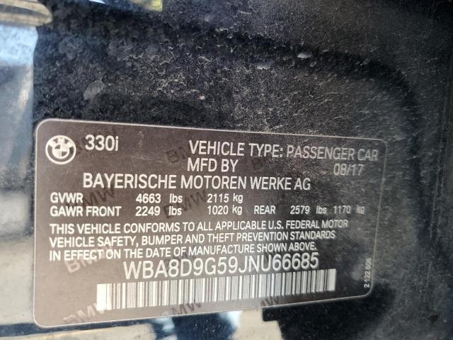 WBA8D9G59JNU66685 - 2018 BMW 330 XI BLACK photo 12