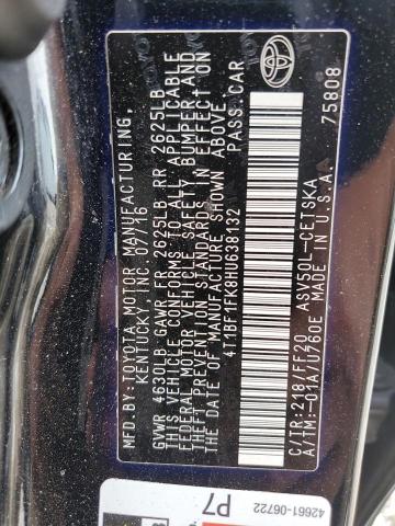 4T1BF1FK8HU638132 - 2017 TOYOTA CAMRY LE BLACK photo 12