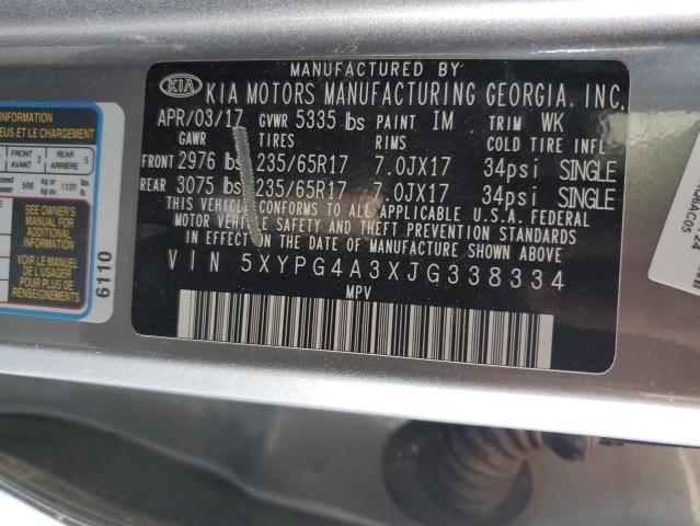 5XYPG4A3XJG338334 - 2018 KIA SORENTO LX SILVER photo 13