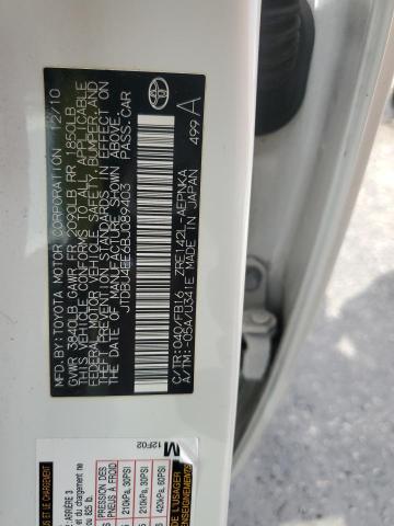 JTDBU4EE6BJ089403 - 2011 TOYOTA COROLLA BASE WHITE photo 12