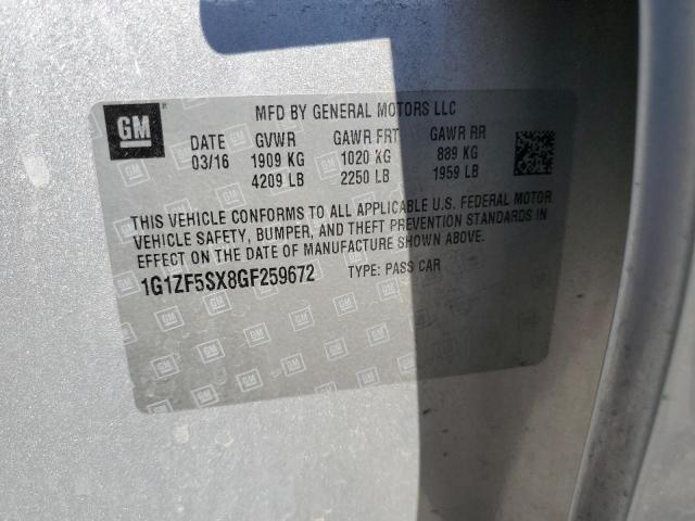 1G1ZF5SX8GF259672 - 2016 CHEVROLET MALIBU LT SILVER photo 12