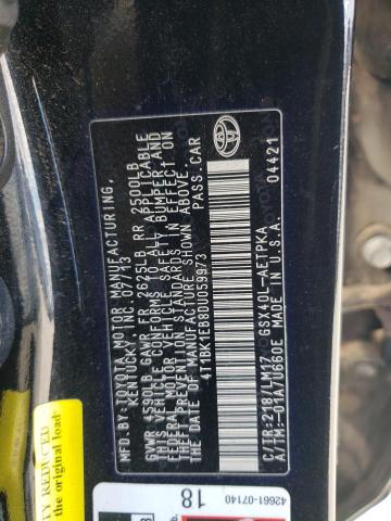 4T1BK1EB8DU059973 - 2013 TOYOTA AVALON BASE 黑色 照片 12