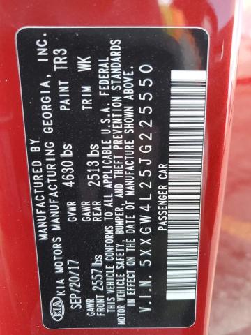 5XXGW4L25JG225550 - 2018 KIA OPTIMA SX 红色 照片 13