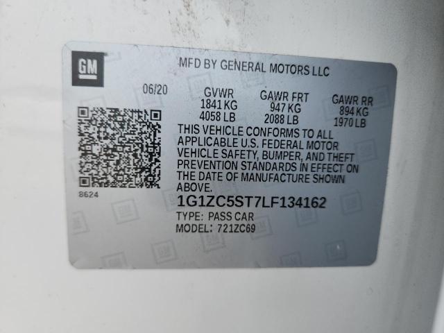 1G1ZC5ST7LF134162 - 2020 CHEVROLET MALIBU LS WHITE photo 12