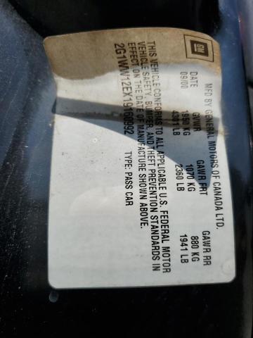 2G1WW12EX19160992 - 2001 CHEVROLET MONTE CARLO LS 黑色 照片 12