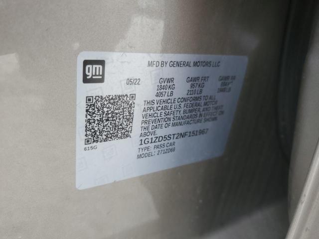 1G1ZD5ST2NF151967 - 2022 CHEVROLET MALIBU LT BEIGE photo 12