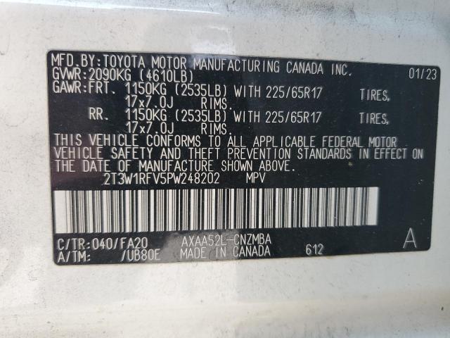 2T3W1RFV5PW248202 - 2023 TOYOTA RAV4 XLE 白色 照片 13
