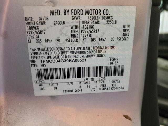 1FMCU04G39KA08521 - 2009 FORD ESCAPE LIMITED 银色 照片 14