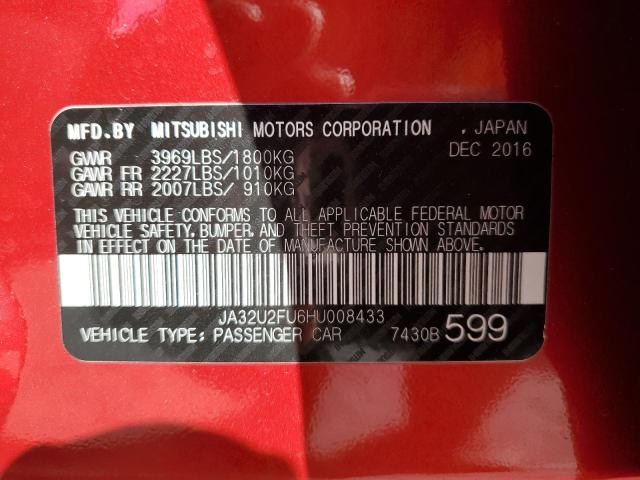 JA32U2FU6HU008433 - 2017 MITSUBISHI LANCER ES RED photo 12