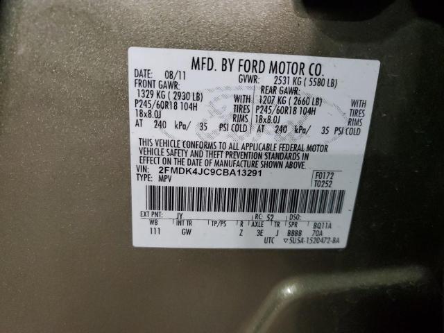 2FMDK4JC9CBA13291 - 2012 FORD EDGE SEL GREEN photo 14