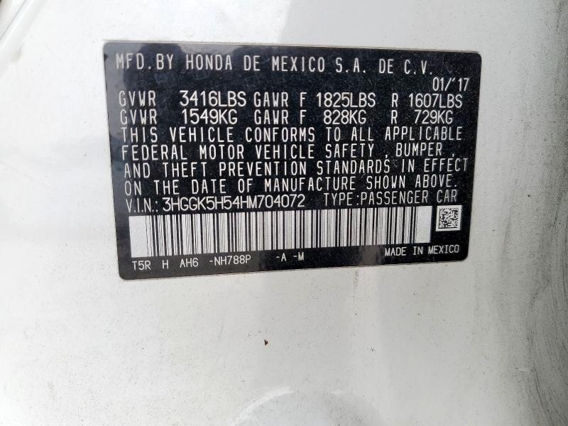 3HGGK5H54HM704072 - 2017 HONDA FIT LX WHITE photo 13