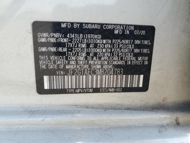 JF2GTAEC3M8204783 - 2021 SUBARU CROSSTREK PREMIUM WHITE photo 13