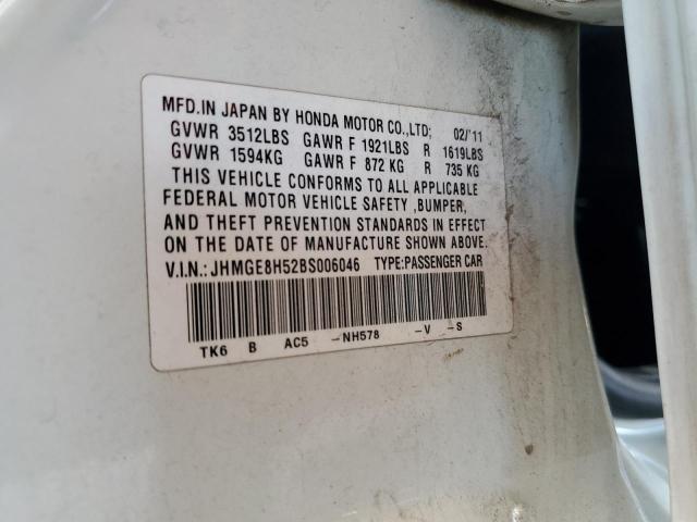 JHMGE8H52BS006046 - 2011 HONDA FIT SPORT Biały zdjęcie 12