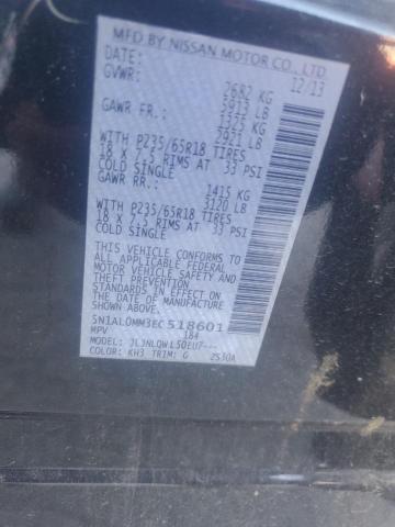 5N1AL0MM3EC518601 - 2014 INFI QX60 BLACK photo 14