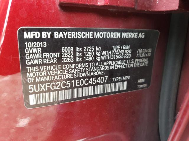 5UXFG2C51E0C45407 - 2014 BMW X6 XDRIVE35I RED photo 12