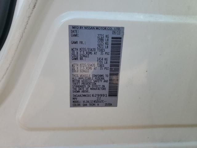 5N1AR2MN1EC629991 - 2014 NISSAN PATHFINDER S WHITE photo 14