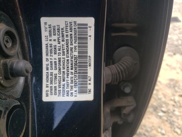 19XFC1F3XHE004357 - 2017 HONDA CIVIC EX BLACK photo 12