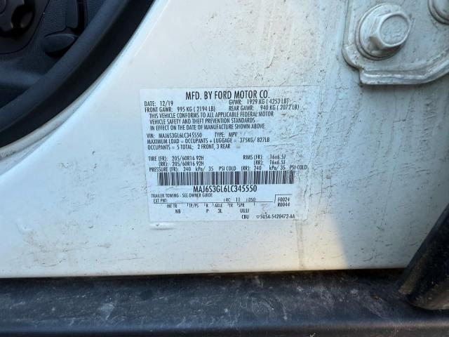 MAJ6S3GL6LC345550 - 2020 FORD ECOSPORT SE Blanc photo 12