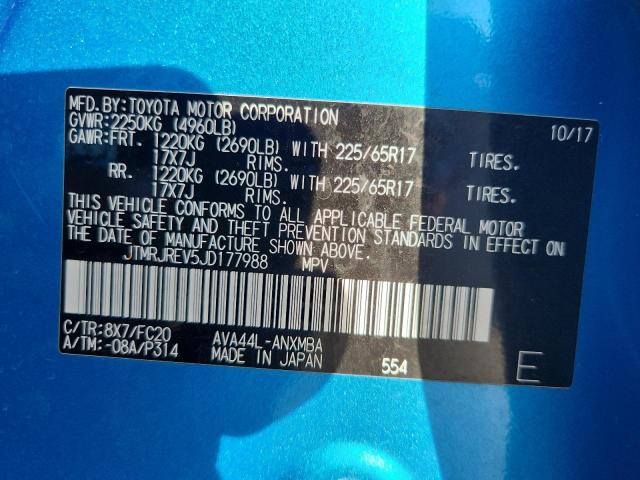 JTMRJREV5JD177988 - 2018 TOYOTA RAV4 HV LE Blau Foto 13