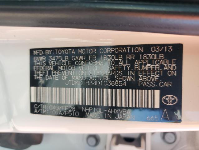 JTDKDTB34D1038854 - 2013 TOYOTA PRIUS C თეთრი ფოტო 14