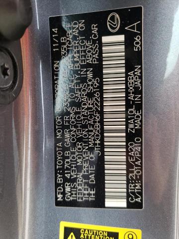 JTHKD5BH6F2226195 - 2015 LEXUS CT 200 SILVER photo 12