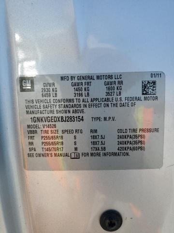 1GNKVGEDXBJ283154 - 2011 CHEVROLET TRAVERSE LT SILVER photo 14